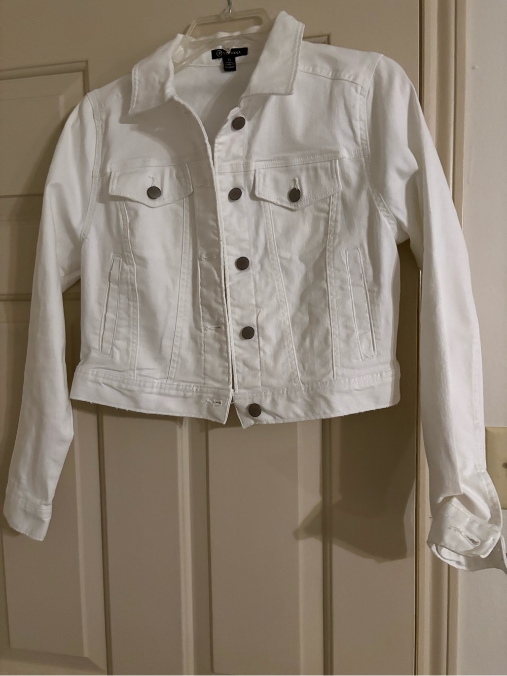 Versona Cropped White Jean Jacket Small